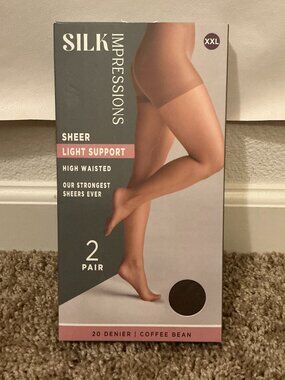 Silk Impressions XXL 2 Pair 15 Denier Coffee Bean High Waist Pantyhose NEW NWT